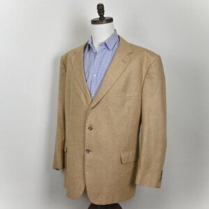 Jos A Bank 100% Silk Breathable Formal Classic Business Casual Beige Blazer 50R